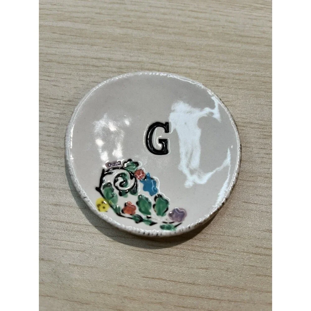 “G” Monogram  Anthropologie “the Brick Kiln” Small Ring Dish